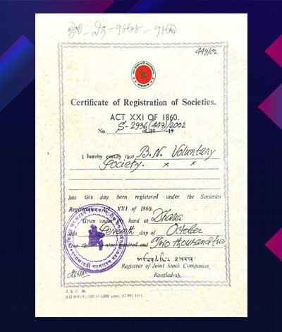 Certificate of registration of Societies
